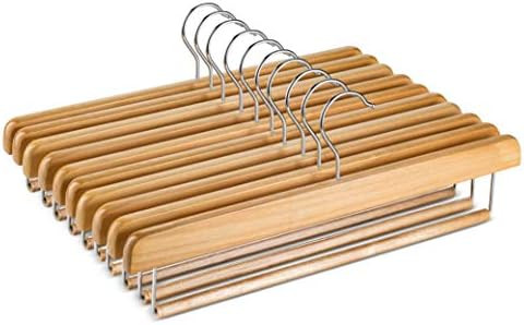 High-Grade Wooden Slack/Trouser Pants Hangers with Non Slip Bar (10 Pack) Smooth Finish, Durable Woo | Amazon (US)