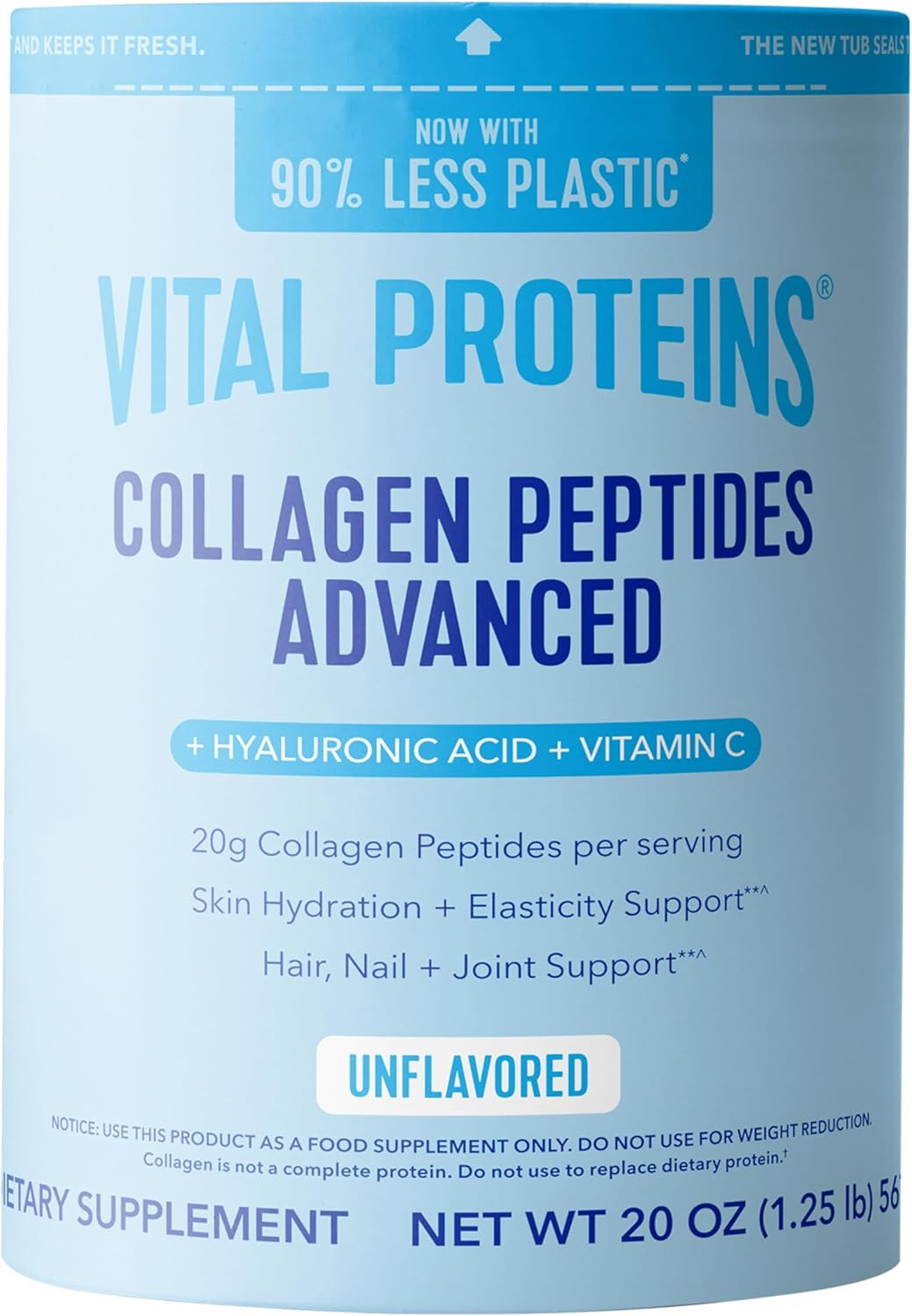 Vital Proteins Collagen Peptides Powder Advanced, Unflavored, 20oz | Amazon (US)