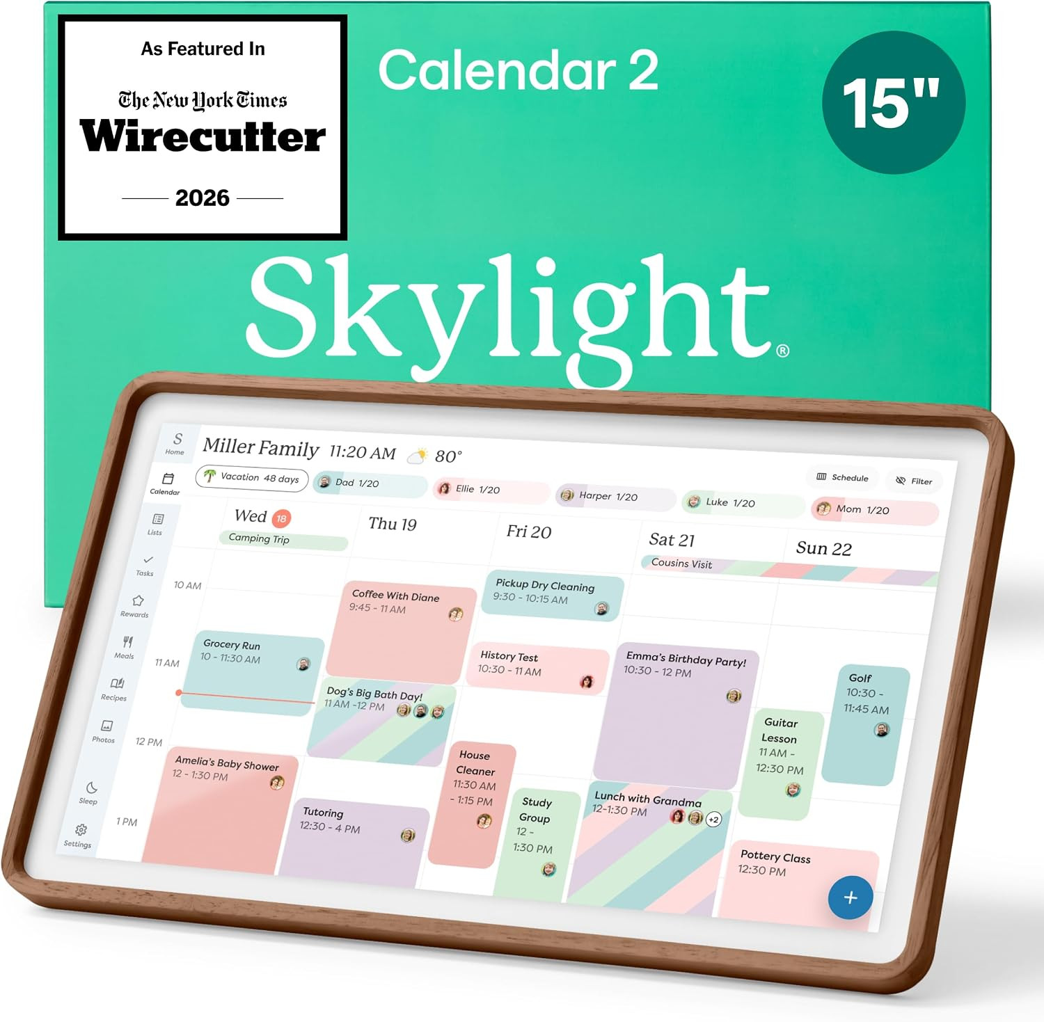 Skylight Calendar 2 – 15" Touchscreen Digital Calendar, Wood, Walnut | Amazon (US)