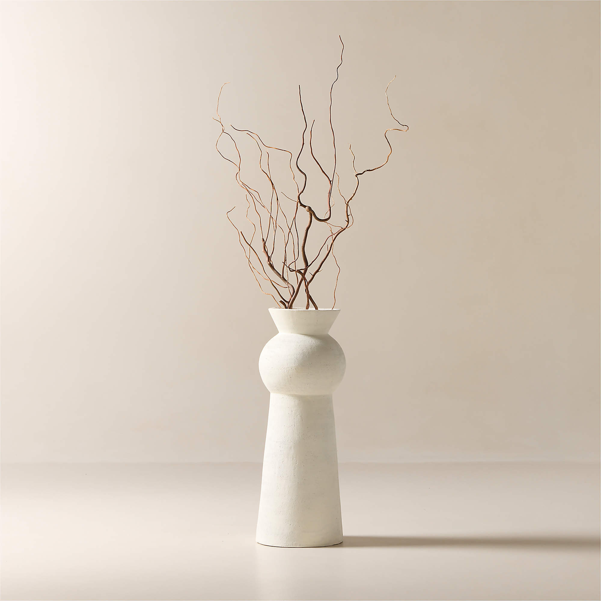 Kali White Terracotta Floor Vase + Reviews | CB2 | CB2