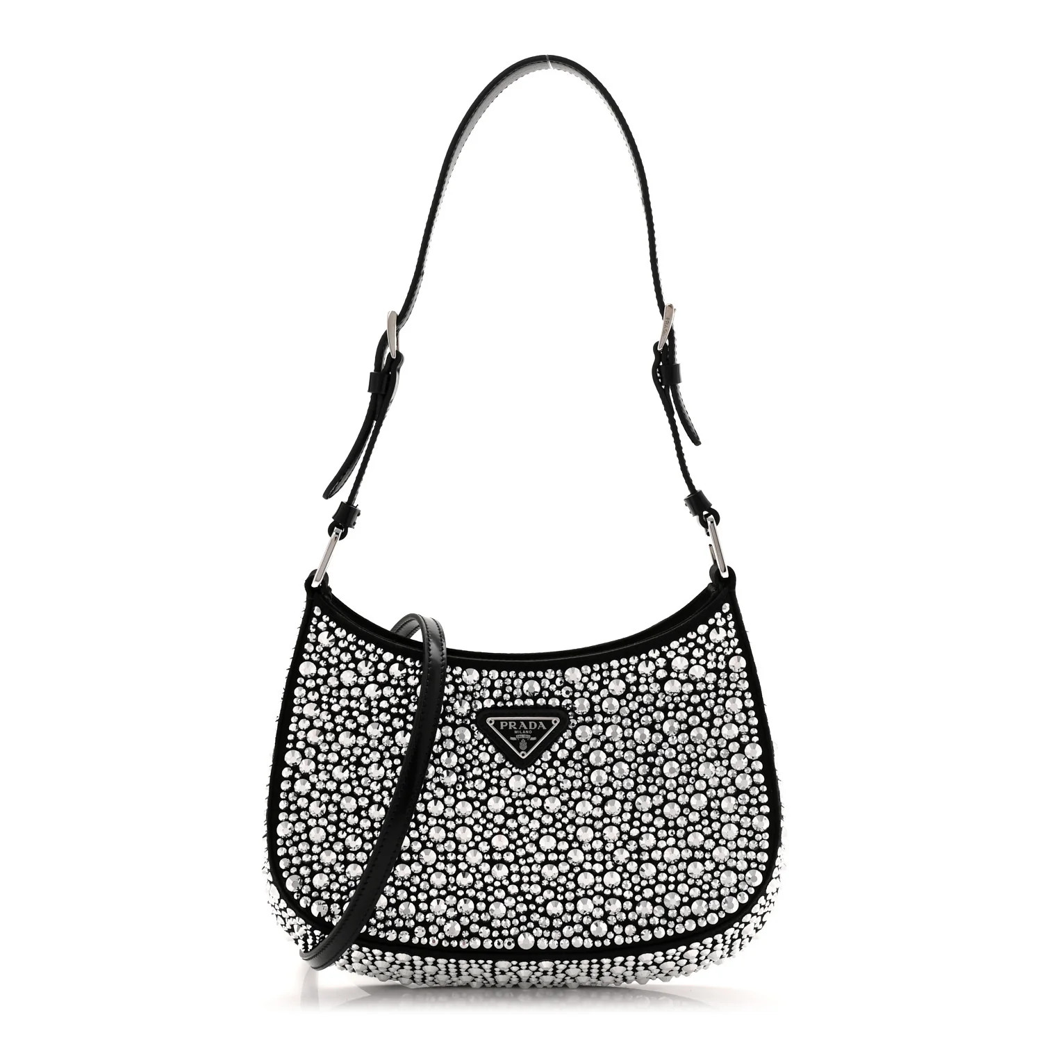 Satin Crystal Cleo Adjustable Strap Shoulder Bag Metal | FASHIONPHILE (US)