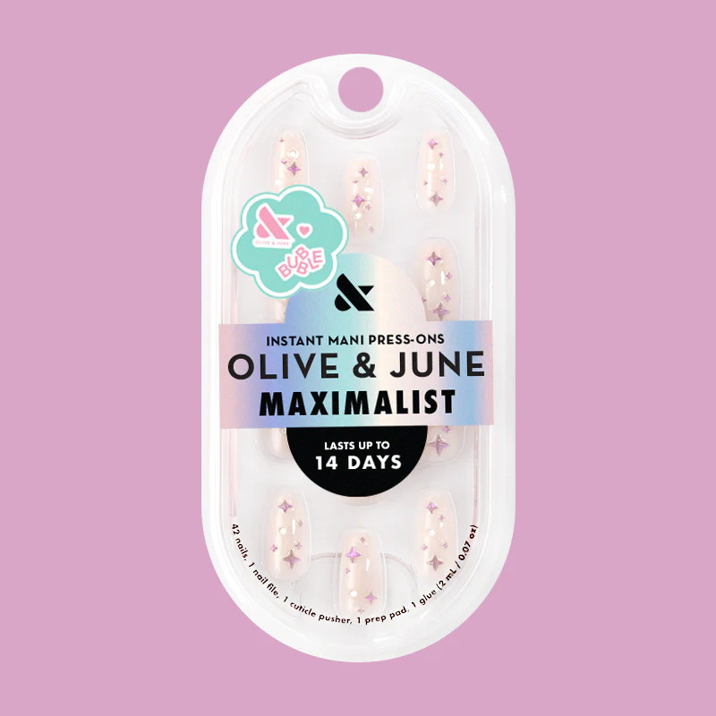 Puffy Sparkles & Pearls - Press-On | Medium | Coffin | Olive & June