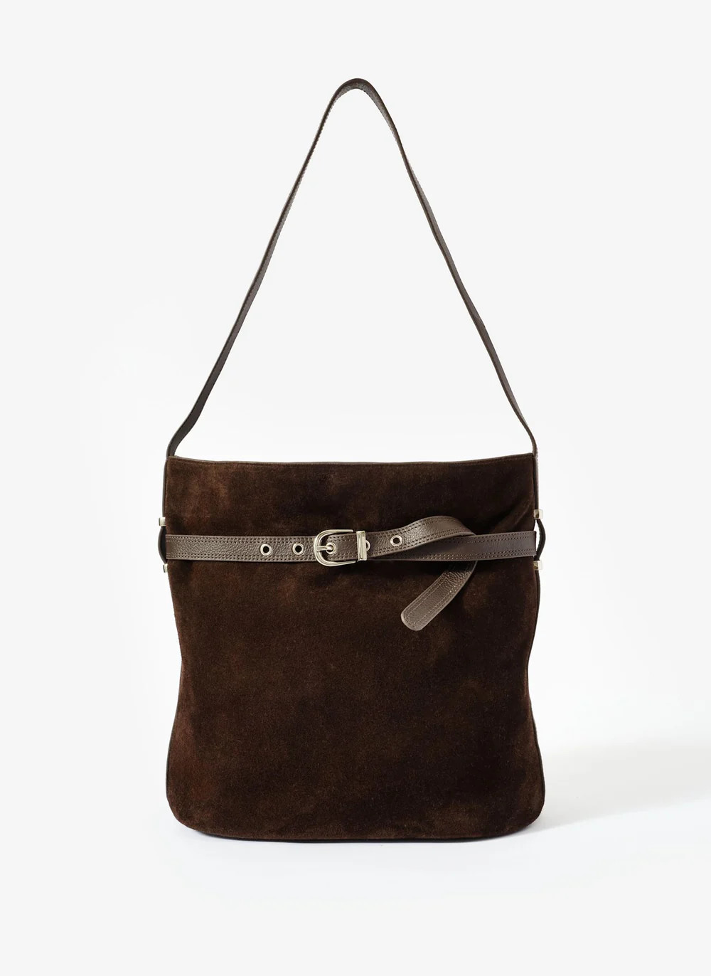 Maci Brown Suede Bucket Bag | Mint Velvet