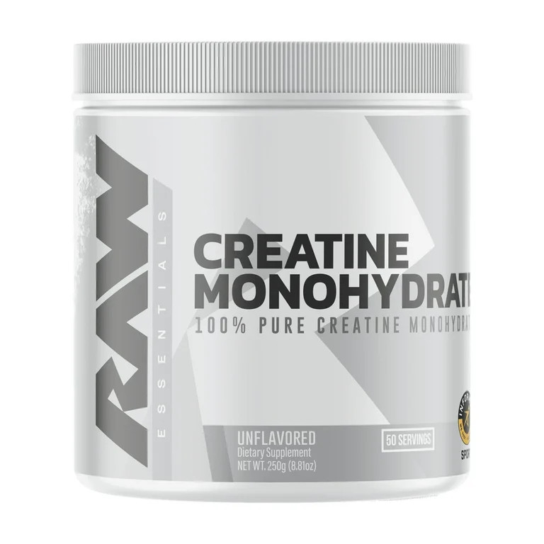 RAW Nutrition Essential 100% Pure Creatine Monohydrate Powder, Unflavored, 8.81 oz, 50 Servings | Walmart (US)