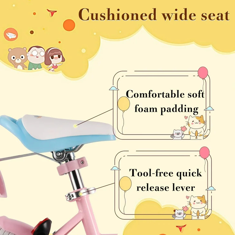 RULLY 14" Daisy Bike for Age 3 4 5 Year old Toddlers and Girls, Retro Style in Pink | Walmart (US)