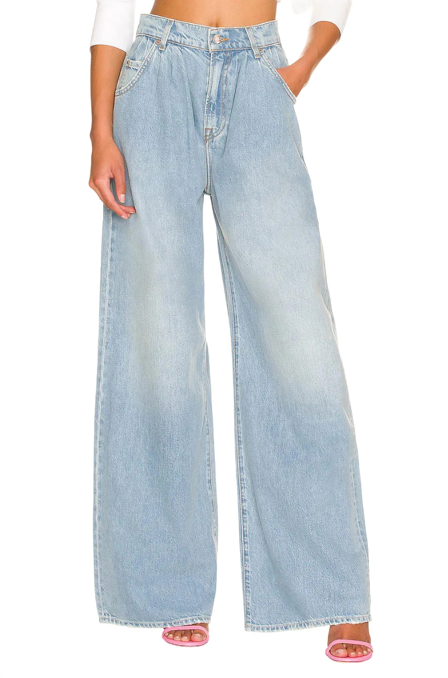 Chloe High Rise Pleated Wide Leg Jeans In Sawtelle | Shop Simon
