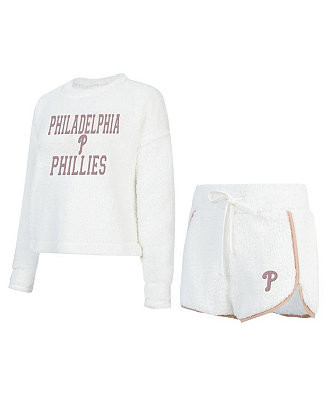 Women's White Philadelphia Phillies Painter Sherpa Long Sleeve T-Shirt Short Set | Macy's