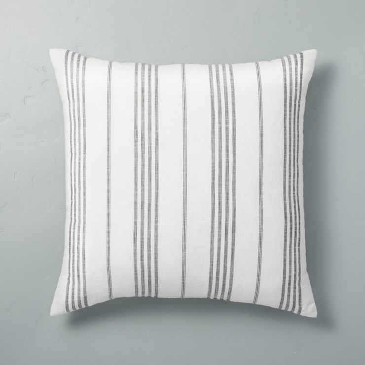 24" x 24" Vertical Stripe Oversized Throw Pillow Sour Cream/Gray - Hearth & Hand™ with Magnolia | Target