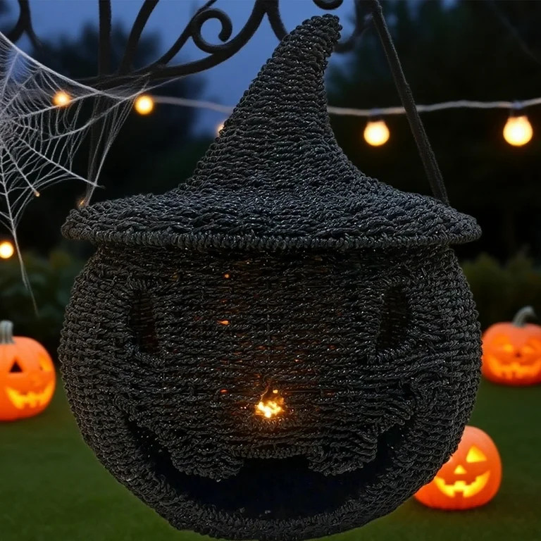 Wicker Pumpkin,Happy Haunting Seagrass & Metal Pumpkin 2025 NEW Halloween Decorations,Jack-O-Lant... | Walmart (US)