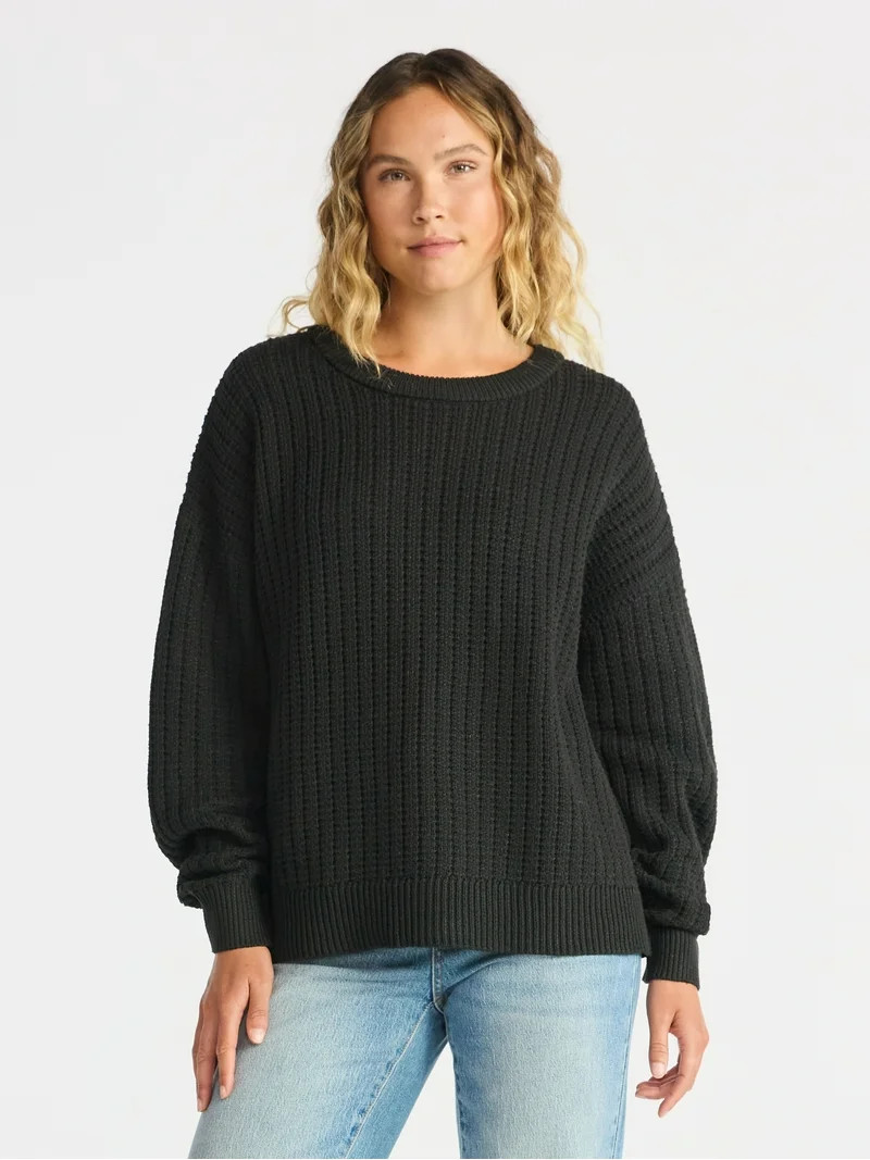 Time and Tru Women's and Women’s Plus Textured Stitch Sweater, Midweight, Sizes XS-4X | Walmart (US)