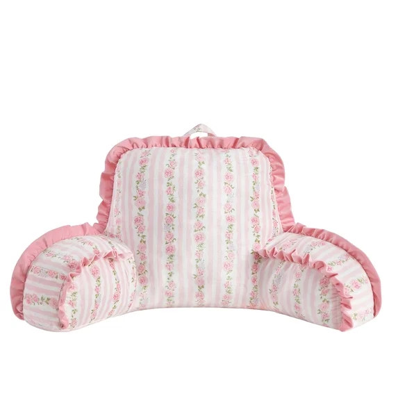 Urban Shop Petals & Pearls 35"x 22" Pink Floral Stripe Backrest Pillow | Walmart (US)