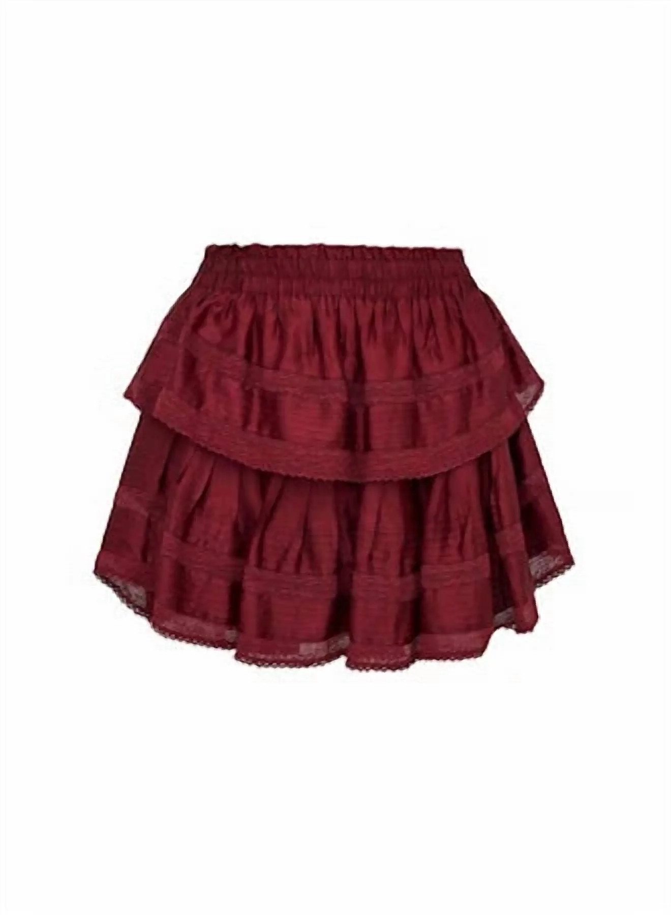 Ruffle Mini Skirt In Oxblood | Shop Simon