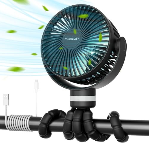 Momcozy 8000mAh Portable Stroller Fan | 27H Ultra-long Battery Life | Detachable 4 Speed 360°Rotate | 2 Modes LED Night Light, USB Rechargeable Handheld Cooling Fan for Travel, Car Seat, Bedroom | Amazon (US)