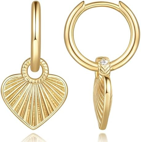 DOXVO Gold Hoop Earrings for Women 14K Gold Hoop Earrings for Women IHeart Hoops Dangle Drop Earr... | Amazon (US)