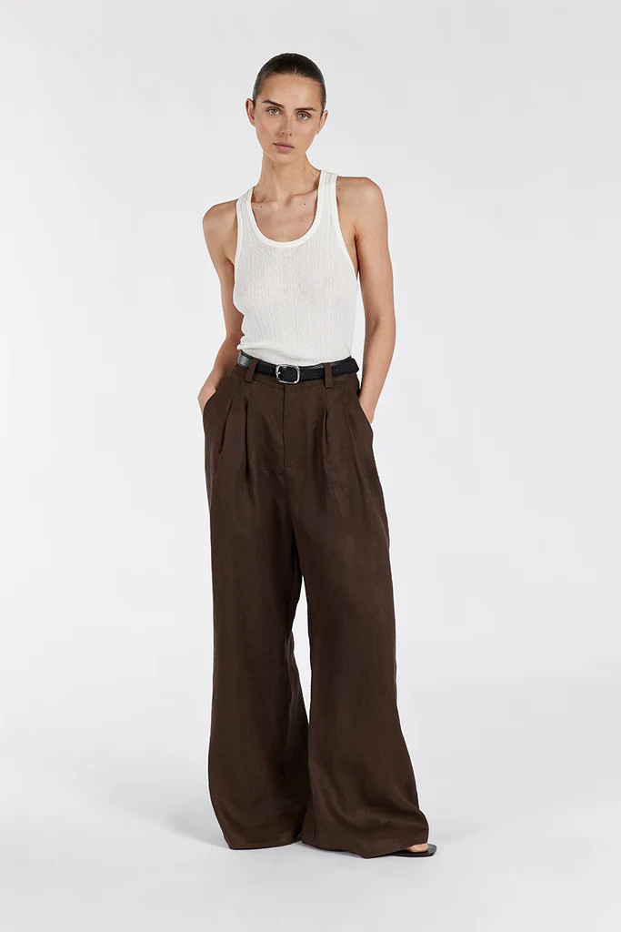 HOLDEN BITTER CHOC LINEN PANT | DISSH