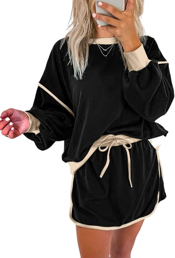 Ecosunny 2 Piece Sets for Women Casual Tracksuit Sweatshirt Waist Skirted Skorts Matching Set Lou... | Amazon (US)