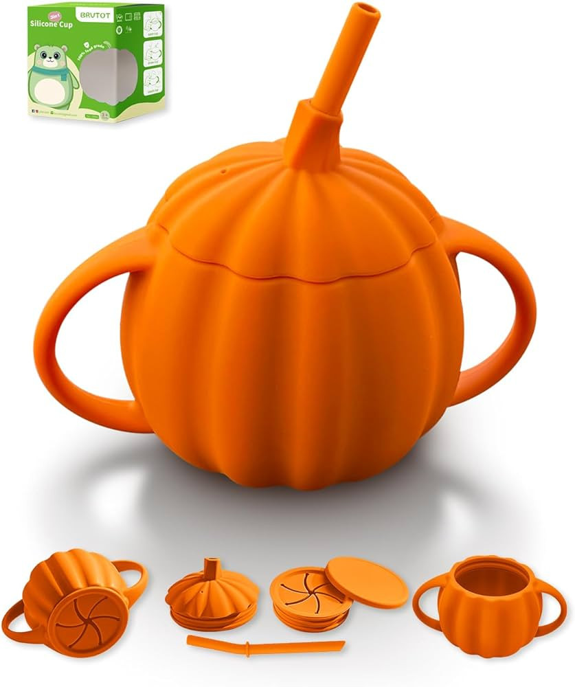 Silicone Baby Straw Cup Spill Proof, Replaceable Tops for Snack Cups, BPA Free Toddler Training S... | Amazon (US)