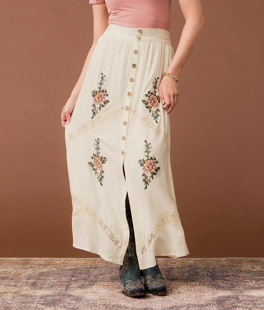 Floral Embroidered Maxi Skirt | Buckle