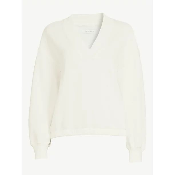 Free Assembly Women's V-Neck Sweatshirt with Long Sleeves | Walmart (US)