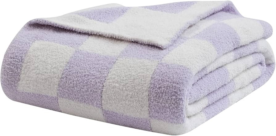 bearberry Fuzzy Checkerboard Grid Throw Blanket Soft Cozy Warm Microfiber All Season Blanket Deco... | Amazon (US)