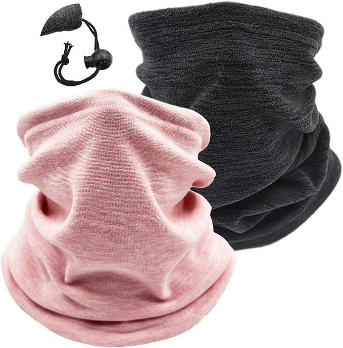 2 Pack Winter Neck Warmer Gaiter Ski Fleece Warm Windproof Face Scarf Cover Mask for Snowboard | Amazon (US)