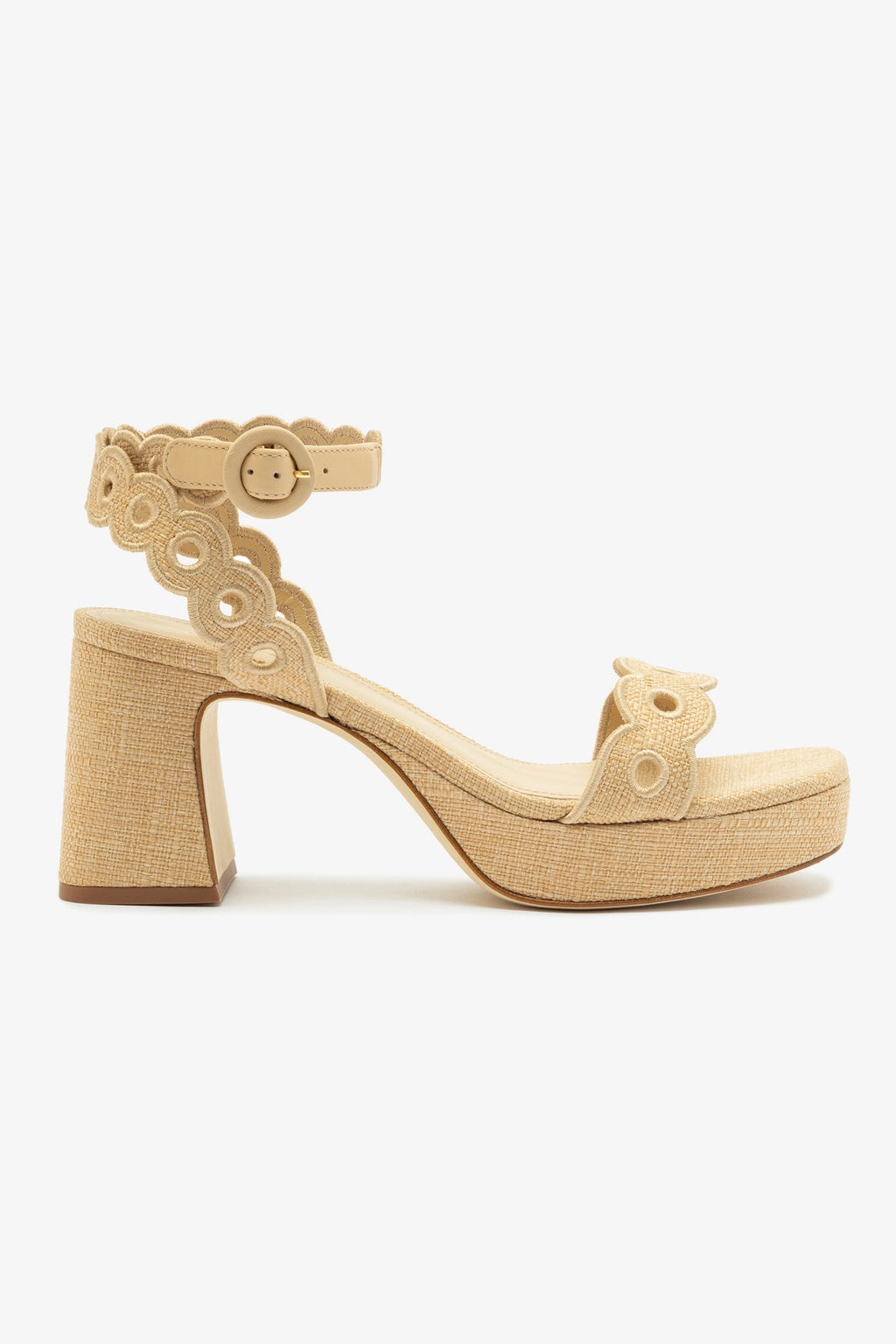 Dolly Broderie Low Sandal In Beige Raffia | Larroude