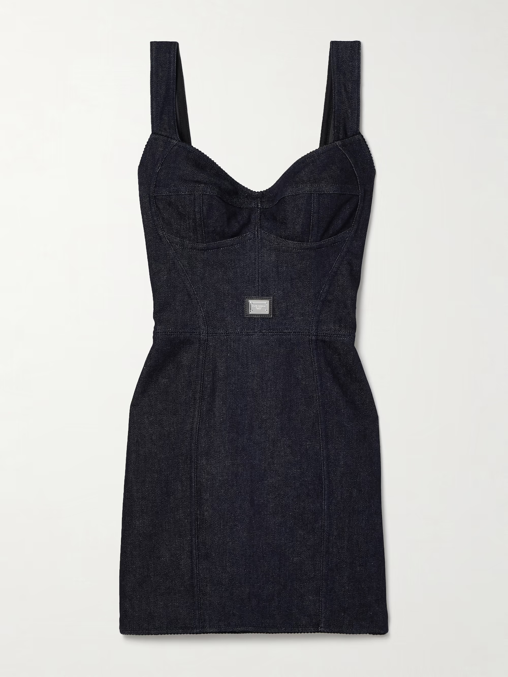 Tulle-trimmed denim mini dress | NET-A-PORTER (US)