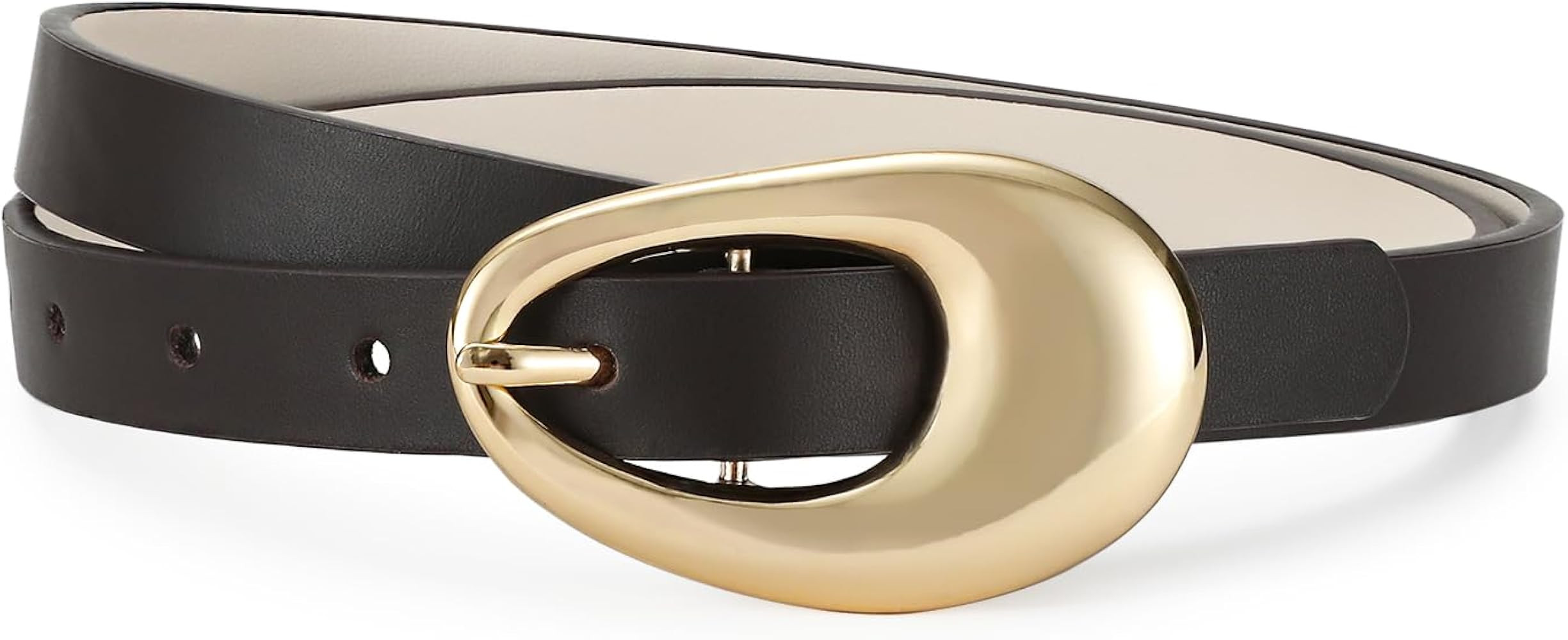 Genuine Leather Belts for Women Belt with Gold Buckle for Jeans Dresses and Casual Outfits | Amazon (US)