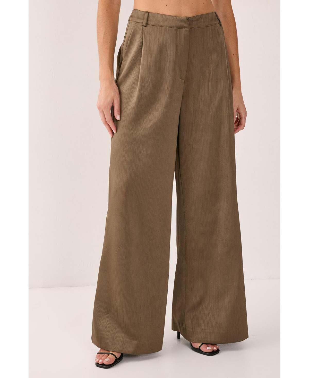 Nasty Gal Women's Satin Pleated Tailored Pants - Olive | Macy's