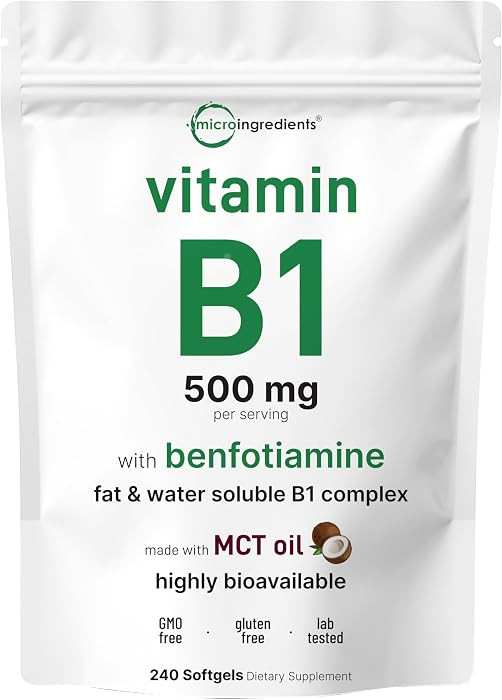 Micro Ingredients Vitamin B1 Thiamine 500mg with Benfotiamine & MCT Oil, 240 Softgels | Highly Bi... | Amazon (US)