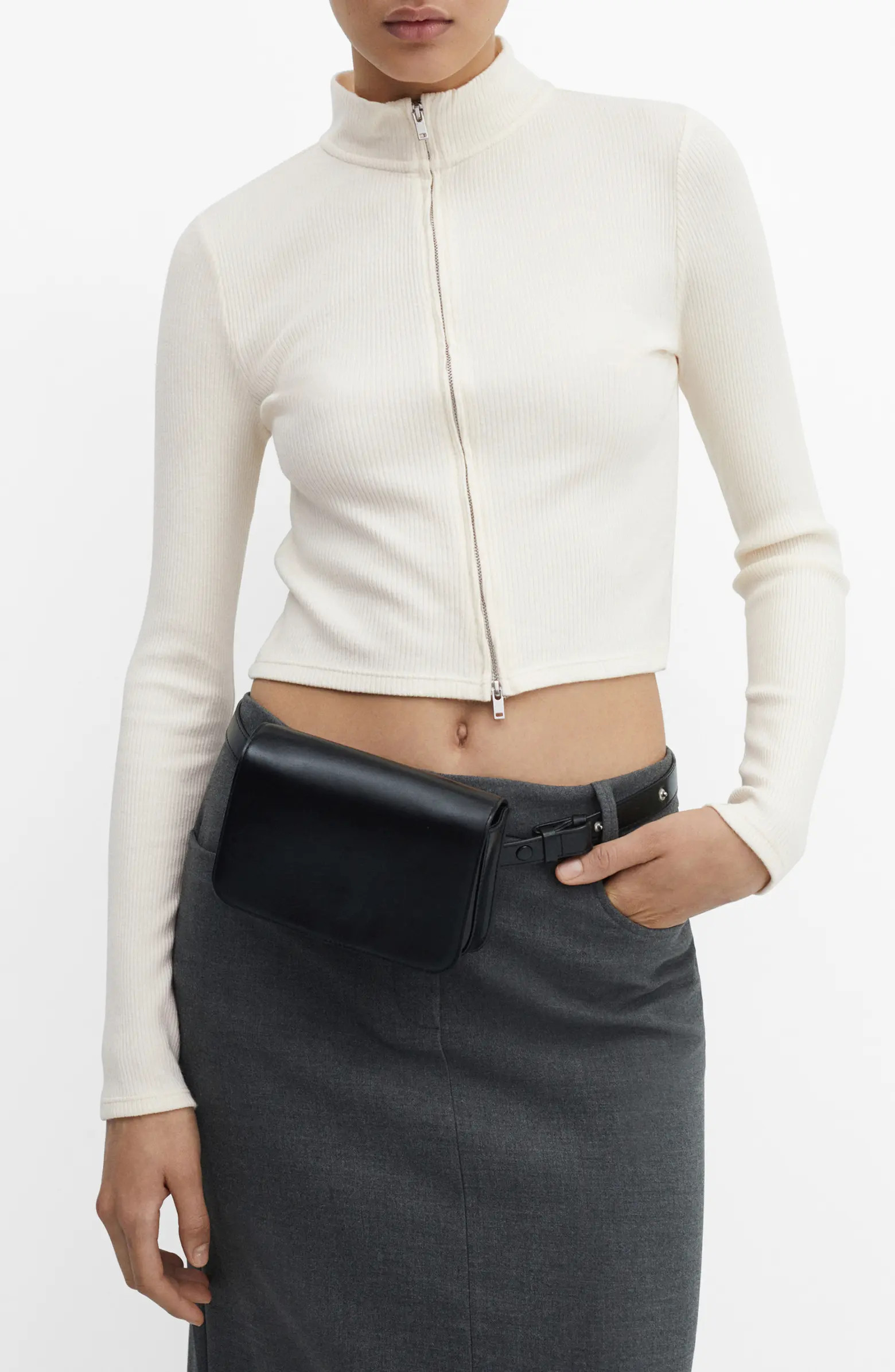 MANGO Loreto Fitted Crop Zip Cardigan | Nordstrom | Nordstrom