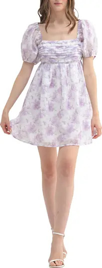 All in Favor Floral Pleat Bodice Short Sleeve Babydoll Minidress | Nordstrom | Nordstrom