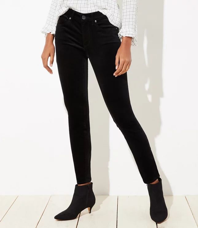 Curvy Velvet Skinny Jeans in Black | LOFT | LOFT