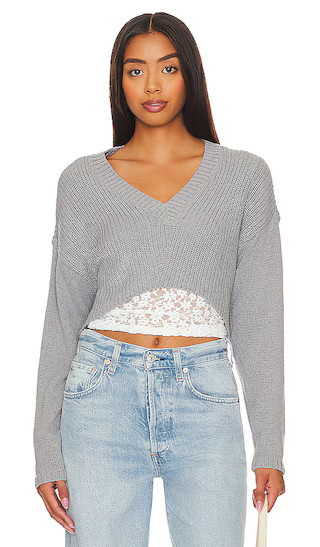 Gwen Crop Sweater in Grey | Revolve Clothing (Global)