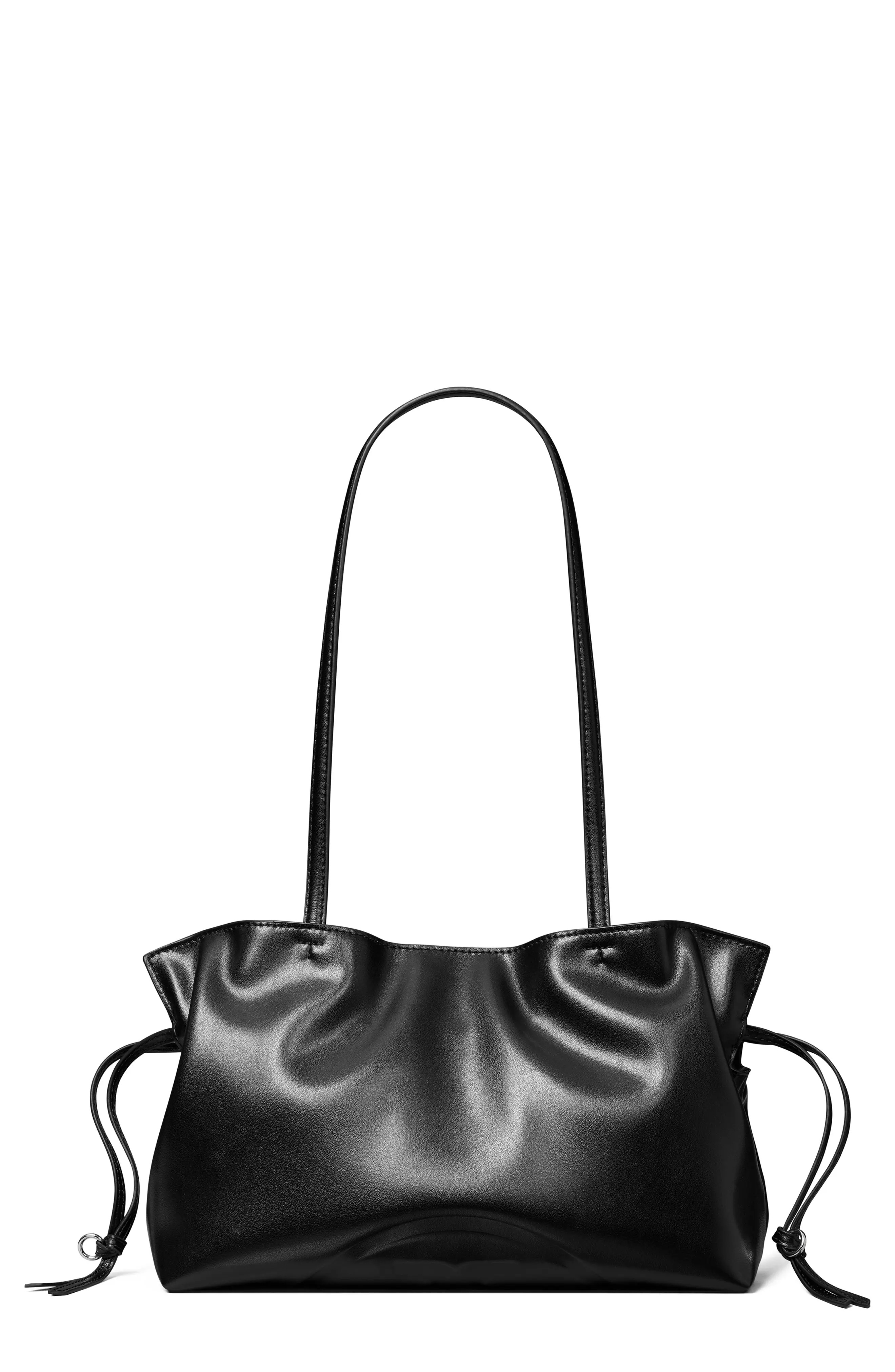 Tory Burch Ella Small Recycled Nylon Drawstring Bag in Black at Nordstrom | Nordstrom