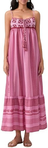 Women Boho Tie Shoulder Maxi Dress Y2k Floral Smocked Long Dress Sleeveless Flowy Summer Beach Su... | Amazon (US)