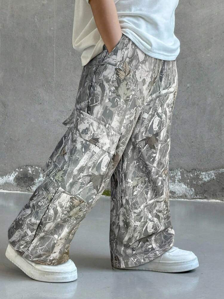 SHEIN 1pc Young Boys Casual Sports Cute Daily Comfortable Street Printed Drawstring Straight Leg Pants, Suitable For Outings, School, Gatherings, Spring/Summer/Autumn/Winter | SHEIN