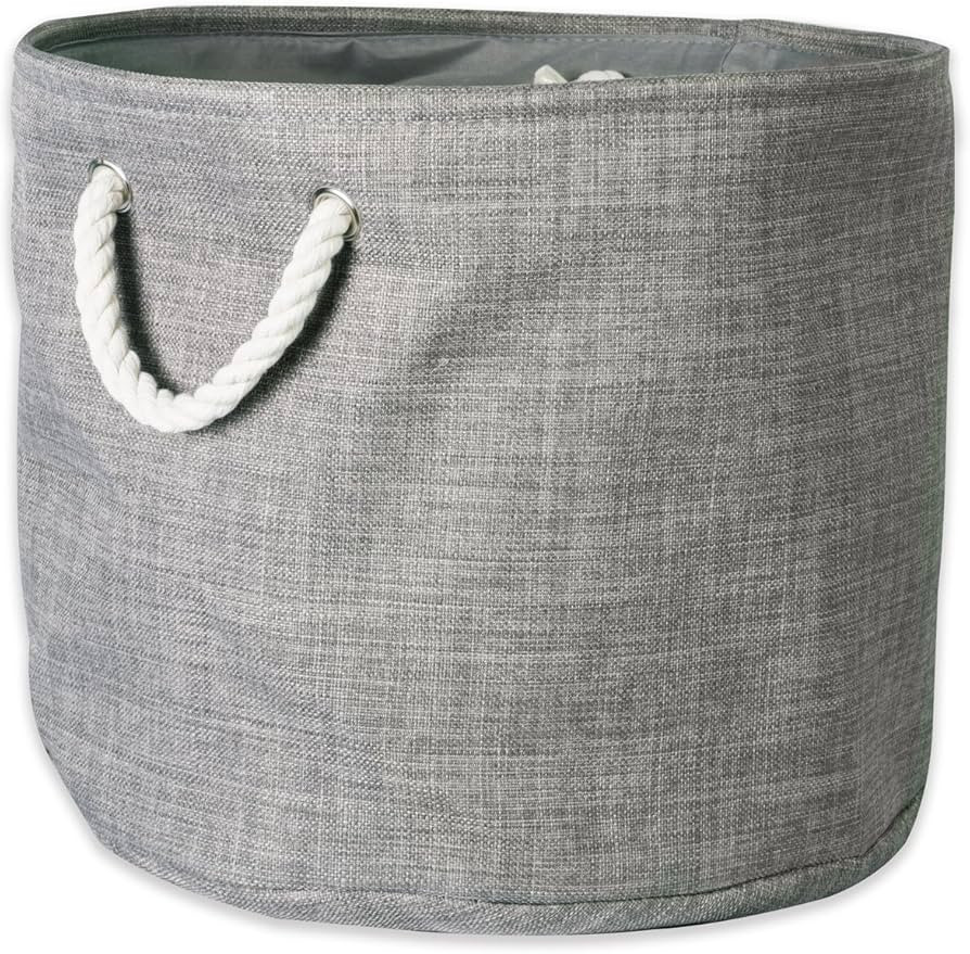 DII, Collapsible Variegated Polyester Storage Bin with Cotton Handles Small Round Gray | Amazon (US)