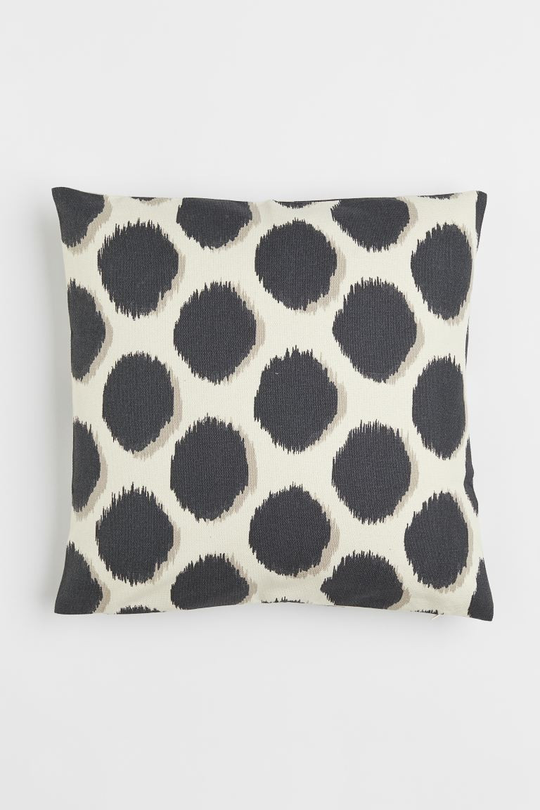 Conscious choice  Cushion cover in cotton canvas with a printed pattern on both sides. Concealed ... | H&M (US + CA)