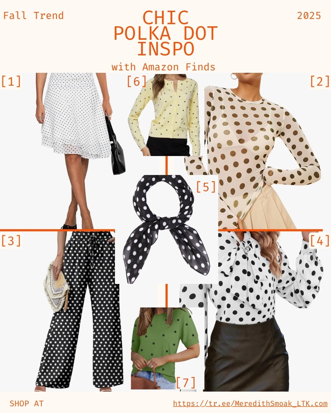 Polka dots are one of Fall 2025’s hottest trends! 

Polka dots have been part of fashion history for decades. What makes them so enduring is their versatility: they can be bold and whimsical, minimalist and chic, or even edgy when paired with the right accessories.

Fashion in 2025 is all about personal expression, and polkadots are no exception. Here I have chosen a few of my favs for some inspiration. 
#fallfashion #fashiontrends #polkadots

#LTKSeasonal #LTKStyleTip