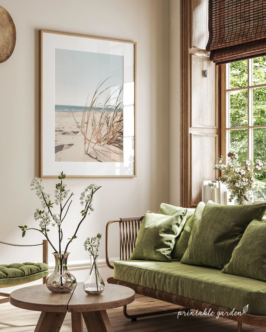 Soft Vertical Coastal Print: Neutral Beachscape Wall Art, Digital Download | M095V - Etsy | Etsy (US)