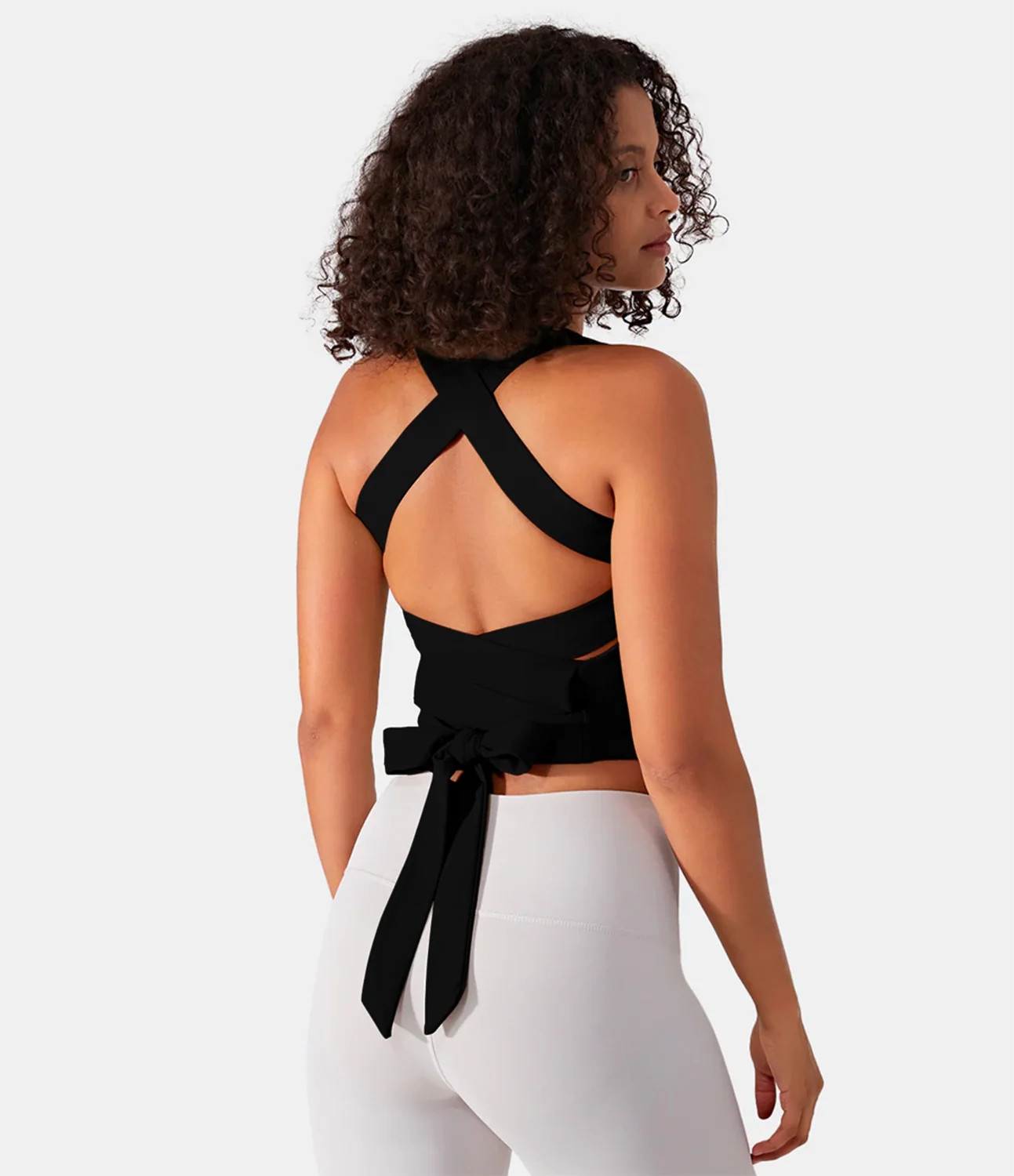 Halara Cloudful™ Air Fabric Backless Padded Crisscross Tie Back Cool Touch Workout Cropped Tank Top  | HALARA