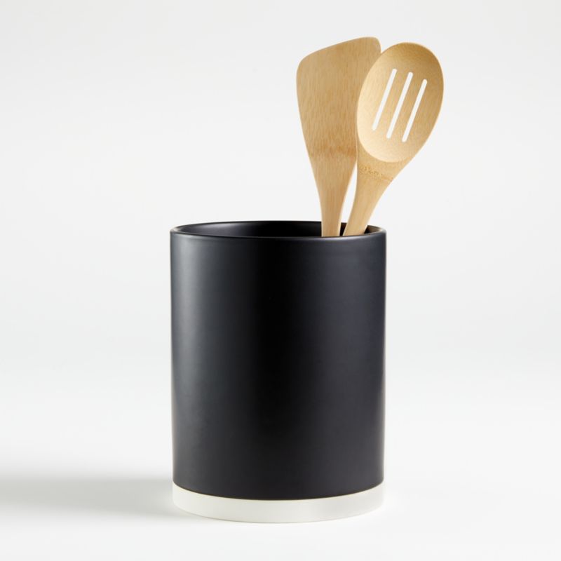 Shaillee Matte Black Utensil Holder | Crate and Barrel | Crate & Barrel