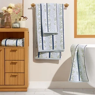 Beautiful by Drew Barrymore 6-Piece Stripe Hem Bath Towel Set, Soft 100% Cotton, Yellow | Walmart (US)
