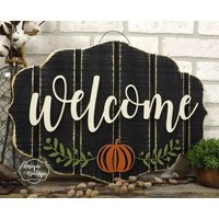 Fall Door Sign Welcome sign Autumn Door Hanger Pumpkin Halloween painted wood shiplap Rustic Fall Decor Fixer upper Farmhouse Door Hanging | Etsy (US)