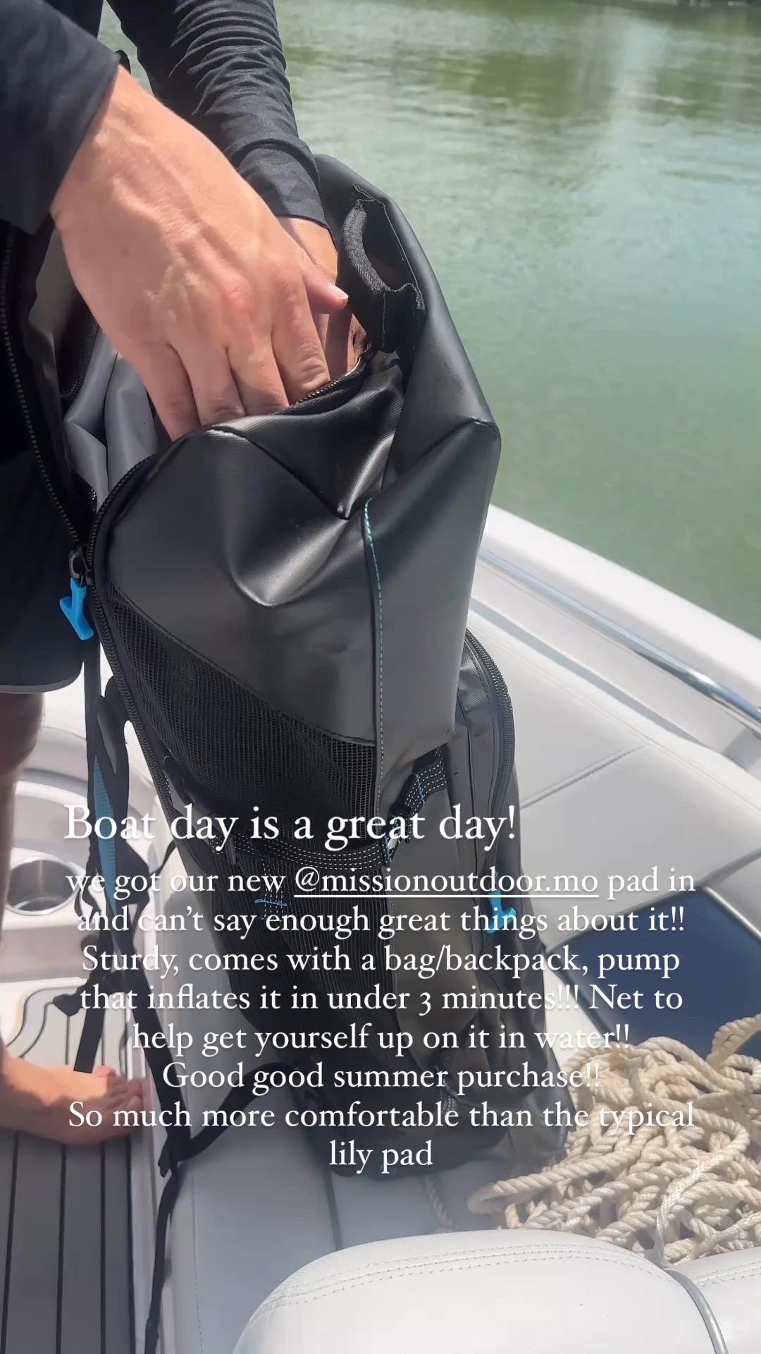 Cannot say enough good things about the new inflatable float we got for our boat. Comes with an incredible bag, pump that inflates it on scene in under three minutes. Also deflate it, easy to roll back up into the bag and store away. So much more comfortable than the previous Lily pad.  This one holds up to six people.
Has a net to help yourself into it 

Mission Outdoor / scheels 

#LTKFamily #LTKSwim #LTKSeasonal