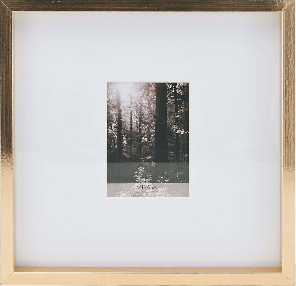 Mikasa 16x16 in. Gallery Frame for 15x15 in. Photo with 2 mm Beveled Mat, Vertical or Horizontal Display, Gold | Amazon (US)