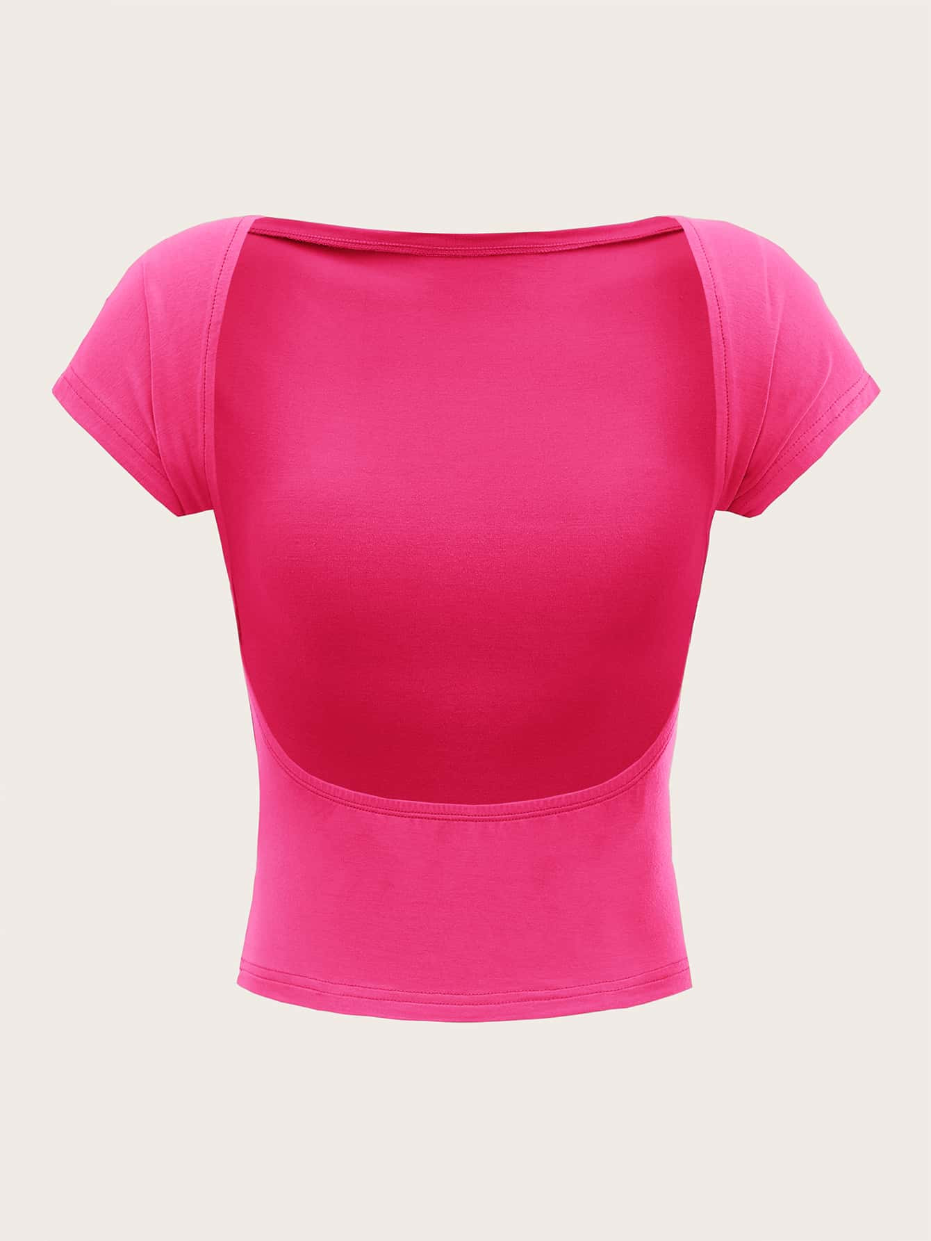 SHEIN EZwear Backless Batwing Sleeve Solid Tee | SHEIN