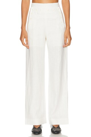BODE Linen Sailor Trouser in White - White. Size 30 (also in 27). | FWRD 