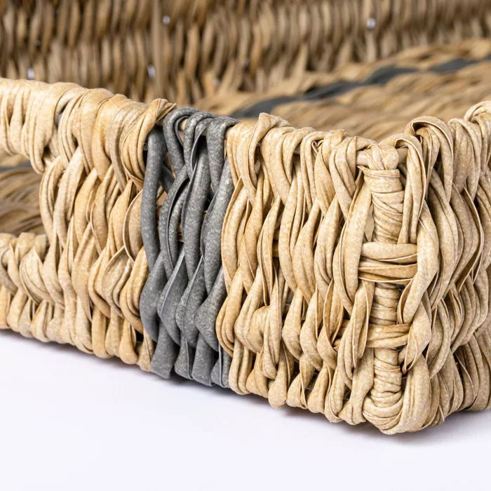 Manmade Outdoor Wicker Tray Gray Stripes - Threshold™ designed with Studio McGee | Target